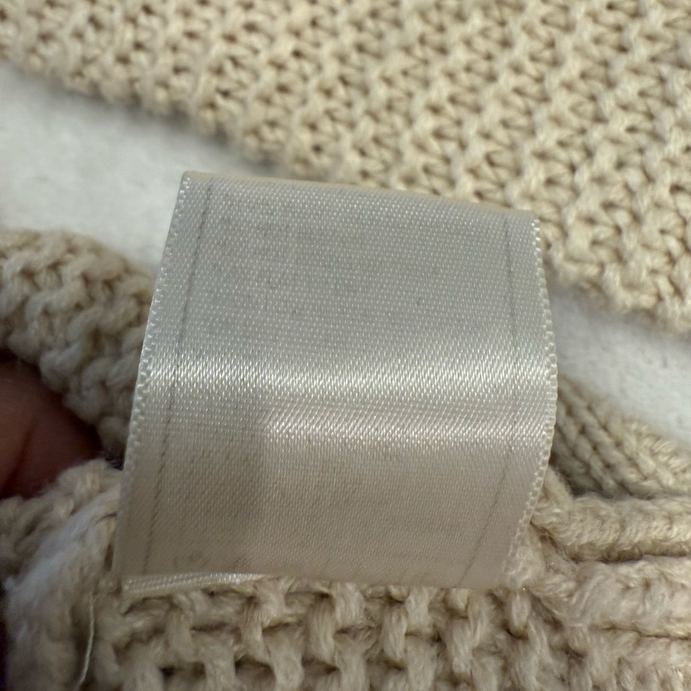 Jack by BB Dakota boho sweater cream chunky knit lace up V neck long sleeves Med - Picture 5 of 10